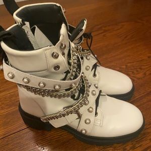 White Zara (nyc location) studded boots  worn once